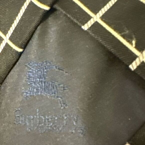 Vintage Burberry 100% Silk Made In Italy Men's Black Nova‎ Check Neck Tie Retro - Picture 5 of 6